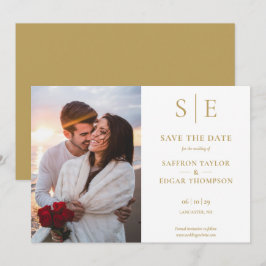 Elegante Gold Monogram Foto Wedding Save The Date