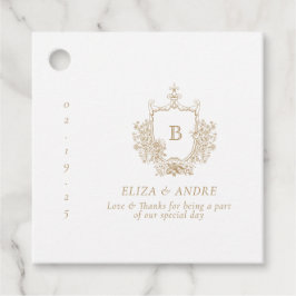 Elegante Gold Monogram Gastgeschenk Hochzeit Tag Geschenkanhänger