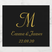 Elegante Gold Monogram Gastgeschenke Hochzeiten Sp Schaumweinetikett (Einzelnes Label)