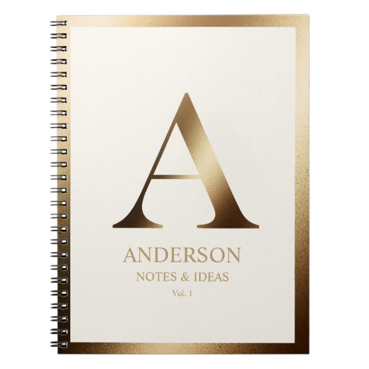 Elegante Gold Monogram Gerahmt | Grauweiß Notizblock (Vorderseite)