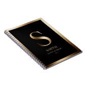Elegante Gold Monogram Gerahmt | Schwarz Notizblock (Rechte Seite)