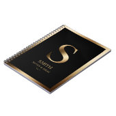 Elegante Gold Monogram Gerahmt | Schwarz Notizblock (Linke Seite)