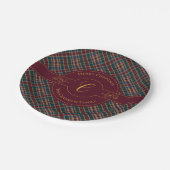 Elegante Gold Monogram Karierter Weihnachtsfeierta Pappteller (Schrägansicht)