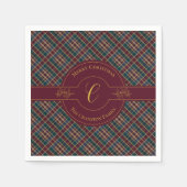 Elegante Gold Monogram Karierter Weihnachtsfeierta Serviette (Vorderseite)