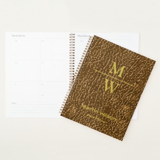 Elegante Gold Monogram Luxe Texture Gold Letters Planer (Anzeige)