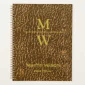 Elegante Gold Monogram Luxe Texture Gold Letters Planer (Vorderseite)