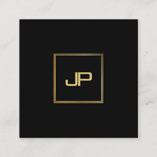 Elegante Gold Monogram Luxuriöse moderne Vorlage Quadratische Visitenkarte (Vorderseite)