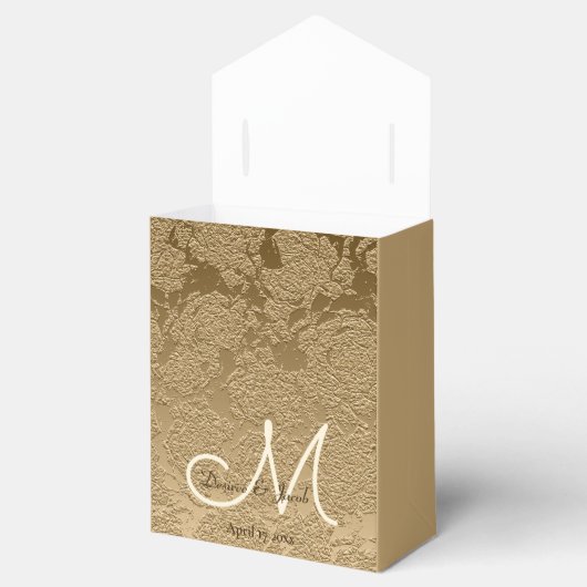 Elegante Gold Monogram Moderne Hochzeit Geschenkschachtel (Geöffnet)