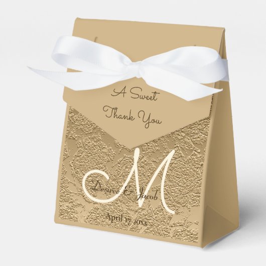 Elegante Gold Monogram Moderne Hochzeit Geschenkschachtel (Vorderseite)