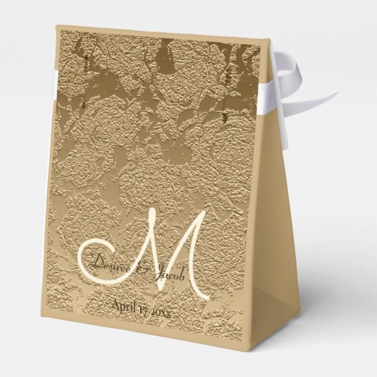 Elegante Gold Monogram Moderne Hochzeit Geschenkschachtel (Rückseite)