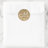 Elegante Gold Monogram Moderne Hochzeit Runder Aufkleber (Tasche)