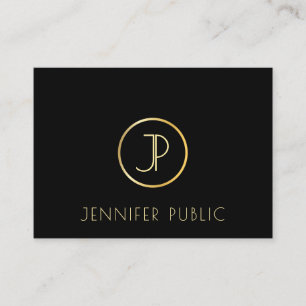 Elegante Gold Monogram Moderne Schwarze Vorlage To Visitenkarte