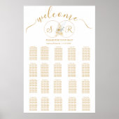 Elegante Gold Monogram Seating Chart Poster (Vorne)