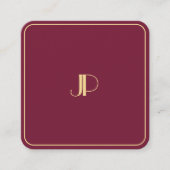 Elegante Gold Monogram Template Luxury Bordeaux Quadratische Visitenkarte (Vorderseite)