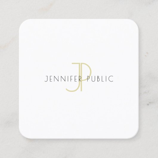 Elegante Gold Monogram Trendy Modern Template Chic Quadratische Visitenkarte (Vorderseite)