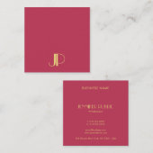 Elegante Gold Monogram Trendy Template Moderne Quadratische Visitenkarte (Vorne/Hinten)