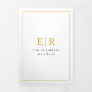 Elegante Gold Monogram Trifold Broschüre