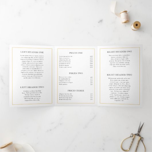 Elegante Gold Monogram Trifold Broschüre (Innenseite)