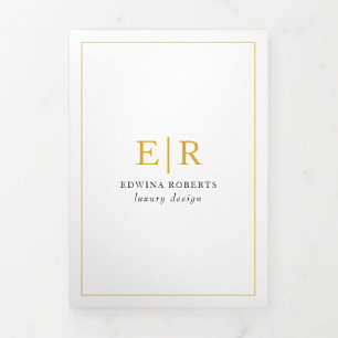 Elegante Gold Monogram Trifold Broschüre
