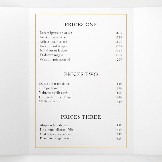 Elegante Gold Monogram Trifold Broschüre (Innenseite Mitte)