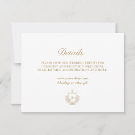 Elegante Gold Monogram Wappen Wedding Details Card Einladung