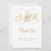 Elegante Gold Monogram Wedding Dankeschön Card (Vorderseite)