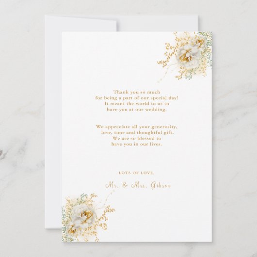 Elegante Gold Monogram Wedding Dankeschön Card (Rückseite)