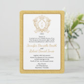 Elegante Gold Monogram Wedding Einladung (Stehend Vorderseite)