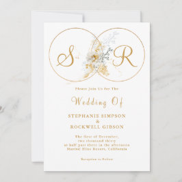 Elegante Gold Monogram Wedding Einladung