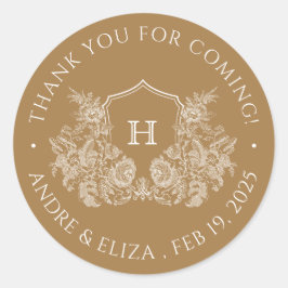 Elegante Gold Monogram Wedding Sticker