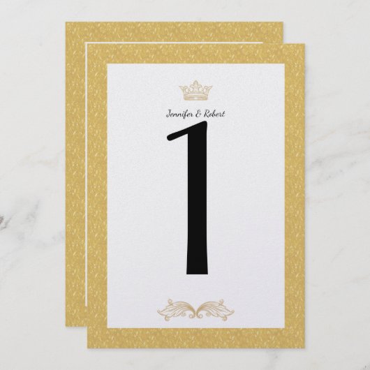 Elegante Gold Monogram Wedding Tischnummer (Vorne/Hinten)