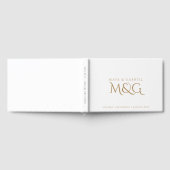 Elegante Gold Monogram White Wedding Sign In Gästebuch (Voll)