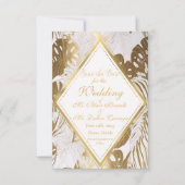 Elegante Gold Monstera Hochzeit Sichern Sie die Da RSVP Karte (Vorderseite)