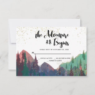 Elegante Gold Mountain Hochzeit RSVP Karte
