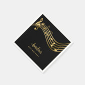 Elegante Gold Musiknoten 40. Geburtstag Schwarz Serviette (Ecke)