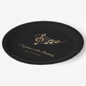 Elegante Gold Musiknoten Geburtstag Pappteller (Schrägansicht)