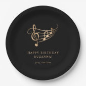 Elegante Gold Musiknoten Geburtstag Pappteller (Vorderseite)