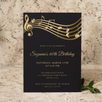 Elegante Gold Musiknoten Moderne 60. Geburtstag