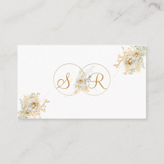 Elegante Gold Name Initial Wedding Enclosure Card Begleitkarte (Rückseite)