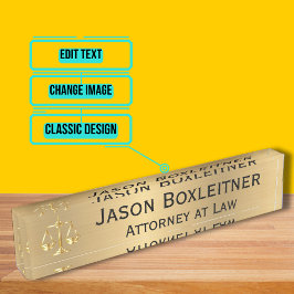 Elegante Gold Name Plate für einen Anwalt Namensplakette