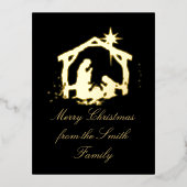 Elegante Gold Nativity Weihnachtskarte Folien Feiertagspostkarte (Vorderseite)