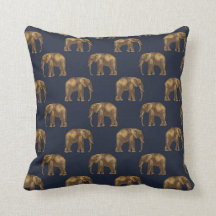 Elegante Gold Navy Blue Elephant Print