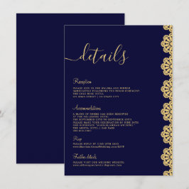 Elegante Gold Navy Blue Ornamental Islamic Details Einladung