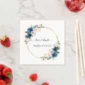 Elegante Gold Navy Blue Pink Blume Blütenhochzeit Serviette (Beispiel)