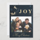 Elegante Gold Navy Blue Sky Foto Weihnachten (Vorderseite)