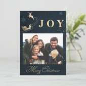 Elegante Gold Navy Blue Sky Foto Weihnachten (Stehend Vorderseite)