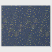 Elegante Gold Navy handrawn Weihnachtsmuster Geschenkpapier (Flach)