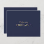 Elegante Gold Navy Script Bridesmaid Vorschlag Car Save The Date (Vorne/Hinten)