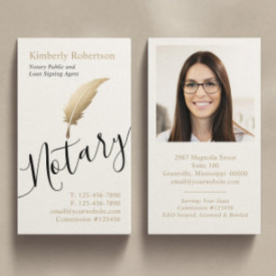 Elegante Gold Notar Calligraphy Feder Visitenkarte
