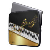 Elegante Gold Notes,Piano Keys -Personalisiert Laptopschutzhülle (Vorderseite Links)